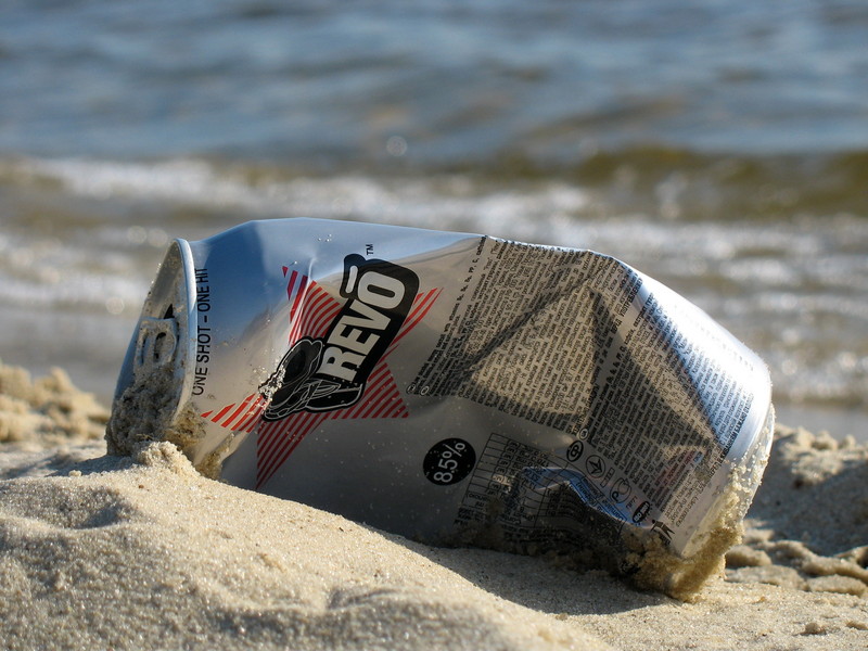 trash on the sand